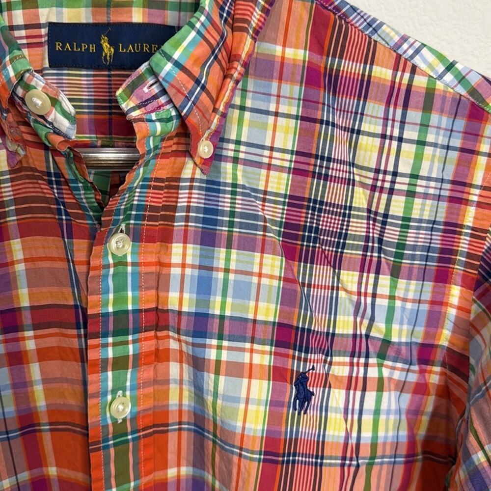 Ralph Lauren Orange Plaid Cotton Button Down Shirt Size S - Picture 2 of 6